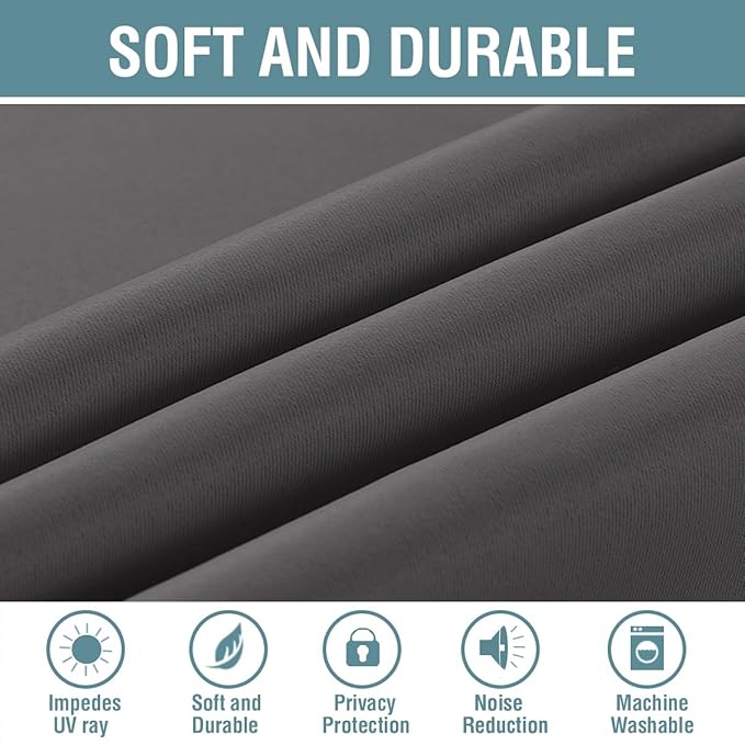 H.VERSAILTEX Blackout Curtain for Living Room Thermal Insulated Window Treatment Curtain Extra Long 108 inch Length Energy Saving Solid Grommet Blackout Drape, One Panel, Charcoal Gray, 52"W x 108"L