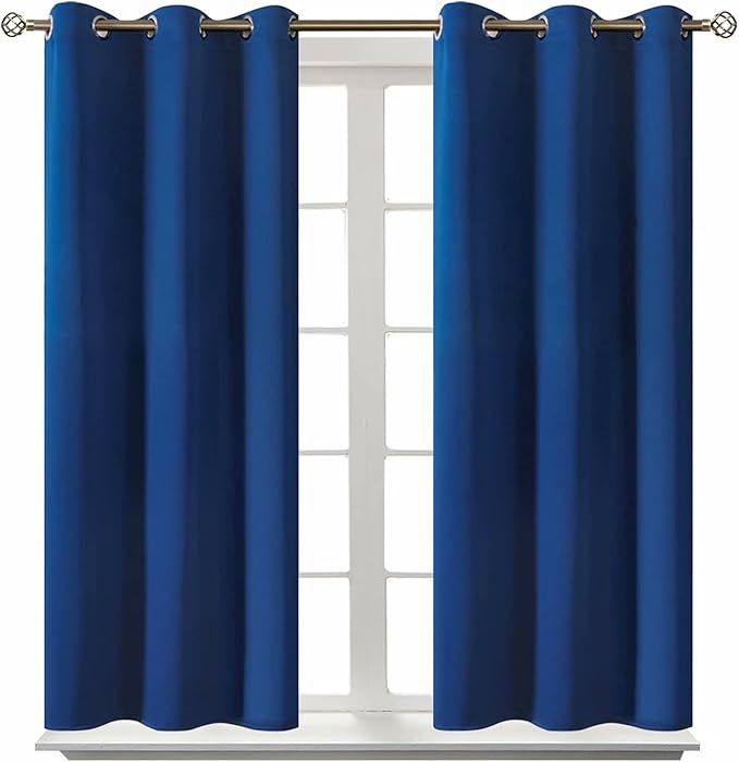BGment Blackout Curtains for Bedroom - Grommet Thermal Insulated Room Darkening Curtains for Living Room, 38 x 45 Inch, 2 Panels, Royal Blue