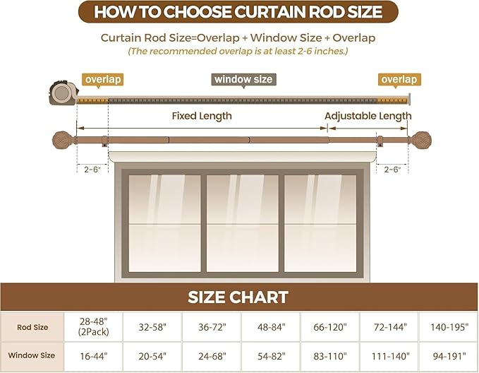 KAMANINA 1 Inch Curtain Rod Telescoping Single Drapery Rod 28 to 48 Inches (2.3-4 Feet), 2 Pack Antique Bronze Curtain Rods for Windows 16 to 44 Inches, Netted Texture Finials