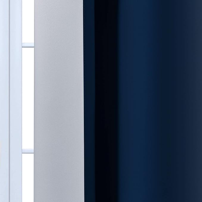 Yakamok 72 Inch Length Light Blocking Grommet Window Drapes,Blue and Greyish White Room Darkening Gradient Color Curtains for Bedroom(52x72 Inch, Set of 2)