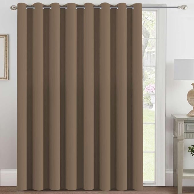 H.VERSAILTEX Blackout Patio Curtains 100 x 84 Inches for Sliding Door Extral Wide Blackout Curtain Panels Thermal Insulated Room Divider - Grommet Top, 7' Tall by 8.5' Wide - Macchiato
