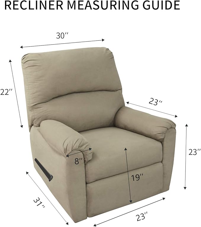 PureFit Super Stretch Chair Sofa Slipcover with Pocket – Spandex Non Slip Soft Couch Sofa Cover, Washable Furniture Protector with Elastic Bottom for Kids, Pets （Recliner, Light Gray）