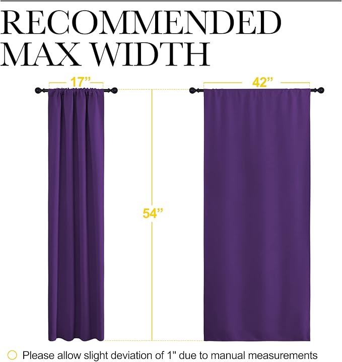 NICETOWN Kitchen Curtains, Short Blackout Curtains & Drapes, Home Decoration Window Treatment Cafe Curtain Panels with Rod Pocket (Royal Purple, 42-inch Wide x 54-inch Long, 2 Panels)