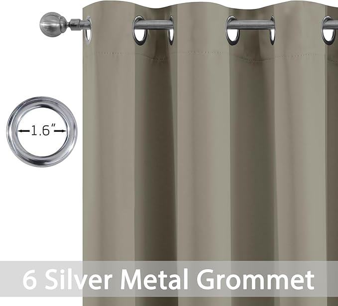 Yakamok Premium Room Darkening Thermal Insulated Curtains for Bedroom/Living Room - Classic Grommet Top (2 Panels, Taupe, 38 Inch by 84 Inch)