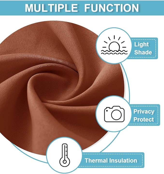 RYB HOME Blackout Curtains for Bedroom Living Room 72 inches Long, Thermal Insulated Privacy Rod Pocket Drapes for Nursery Office Home Theater, Width 42 by Length 72, Burnt Orange, 2 Panels