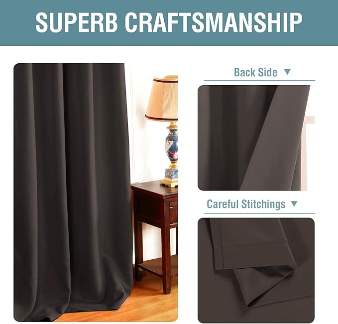 H.VERSAILTEX Blackout Curtain for Living Room Thermal Insulated Window Treatment Curtain 54 inch Length Energy Saving Solid Grommet Top Blackout Drape, One Panel, Chocolate Brown, 52" W x 54" L
