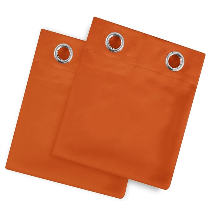 LEMOMO Blackout Curtains 66 x 54 Inch Long Orange Curtains Set of 2 Panels Room Darkening Curtains for Bedroom and Living Room