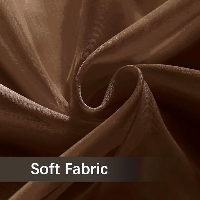 youleyar Solid Sheer Rod Pocket Curtain Voile Draperies 2 Panels White Beige Black Grey Coffee 52 Inch Width 63 Inch Long 1 Pair for Kitchen Bedroom Children Living Room Yard (Brown,52Wｘ63L)