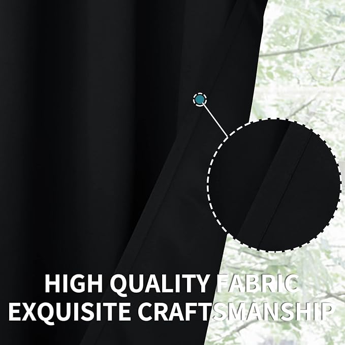 BGment Blackout Curtains - Grommet Thermal Insulated Room Darkening Bedroom and Living Room Curtains, Set of 2 Panels (52 x 108 Inch, Black)