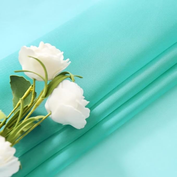 SpaceDresser Sheer Voile Window Treatment. Rod Pocket Curtain Panels for Kitchen Bedroom Living Room Drapes Sunlight Filtering Privacy Semi Home Decor Assorted Colors Sizes (Turquoise, 52 W x 63 L)