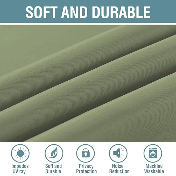 H.VERSAILTEX Blackout Curtain for Living Room Thermal Insulated Window Treatment Curtain Extra Long 63 inch Length Energy Saving Solid Grommet Top Blackout Drape, One Panel, Sage, 52" W x 63" L
