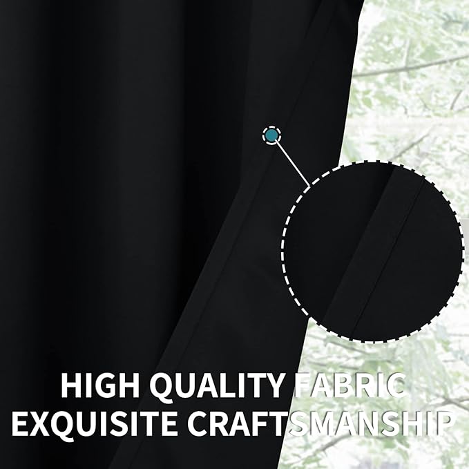 BGment Blackout Curtains - Grommet Thermal Insulated Room Darkening Bedroom and Living Room Curtain, Set of 2 Panels (70 x 84 Inch, Black)