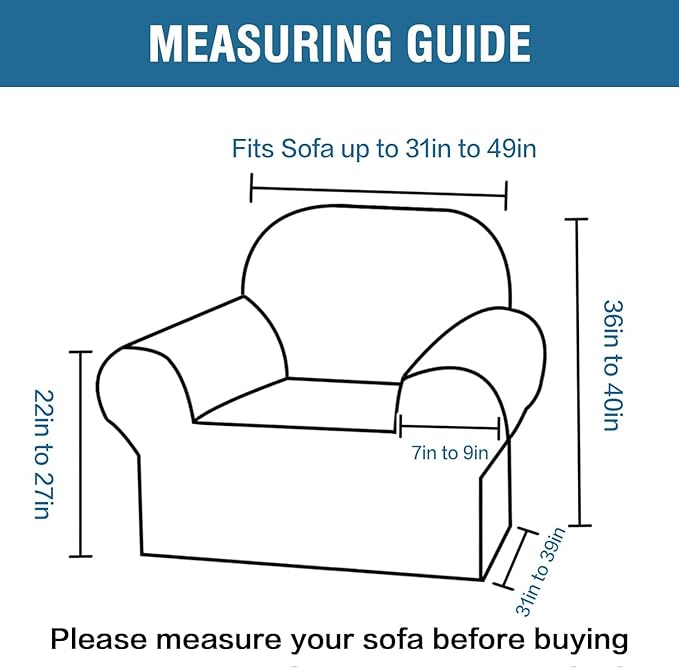 H.VERSAILTEX Stretch Velvet Armchair Cover Couch Covers 1 Cushion Chair Slipcover for Living Room Furniture Cover Crafted from Thick Comfy Rich Velour (Chair 31"-49", Cream)