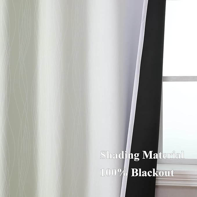 Estelar Textiler Sage and Greyish White Blackout Curtains & Drapes for Bedroom, Thermal Insulated Ombre Blackout Drapes, Room Darkening Energy Saving Curtains for Living Room, 42Wx63L, 2 Panels