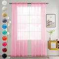 youleyar Solid Sheer Rod Pocket Curtain Voile Draperies 2 Panels White Beige Black Grey Coffee 52 Inch Width 90 Inch Long 1 Pair for Kitchen Bedroom Children Living Room Yard(Light Pink,52Wｘ90L)