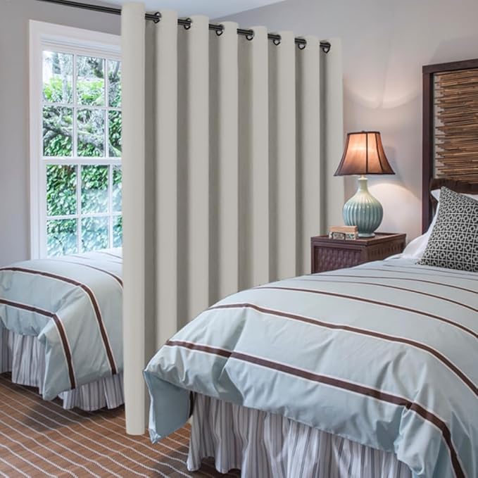 H.VERSAILTEX Blackout Patio Curtains 100 x 96 Inches for Sliding Door Extral Wide Blackout Curtain Panels Thermal Insulated Room Divider - Grommet Top, 8' Tall by 8.5' Wide - Pale Oak