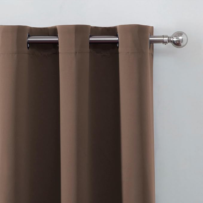 LEMOMO Blackout Curtains 66 x 72 Inch Long Chocolate Curtains Set of 2 Panels Room Darkening Curtains for Bedroom and Living Room