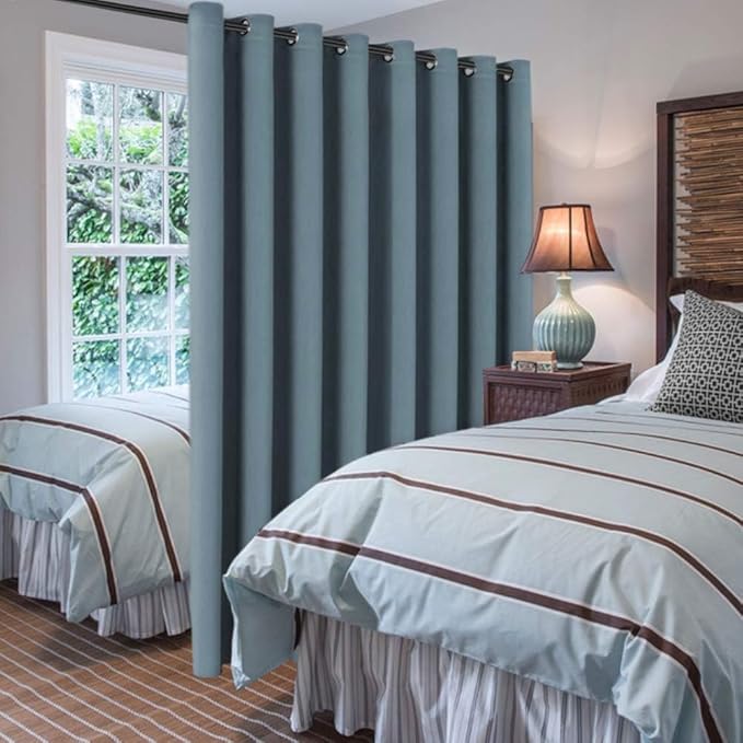 H.VERSAILTEX Blackout Patio Curtains 100x84 Inches for Sliding Door Extral Wide Blackout Curtain Panels Thermal Insulated Room Divider - Grommet Top, 7' Tall by 8.5' Wide - Stone Blue