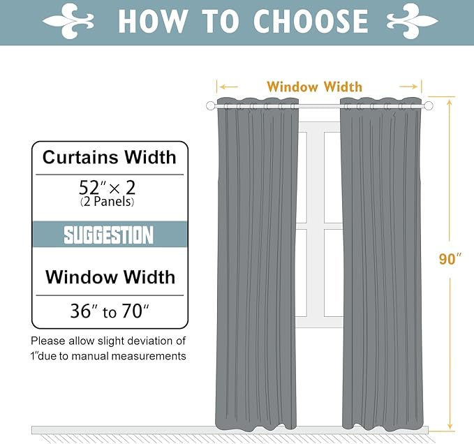 ChrisDowa Blackout Curtains 90 Inches Long 2 Panels Set for Living Room, Grommet Thermal Insulated Room Darkening Curtains for Bedroom (Navy Blue, 52 x 90 Inch)