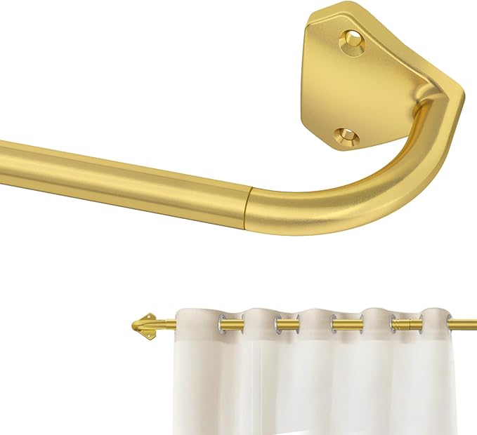 GXOACKJ Gold Curtain Rods for Windows 48 to 84 inch, 5/8 inch Adjustable Wrap Around Blackout Curtain Rods for Bedroom & Outdoor