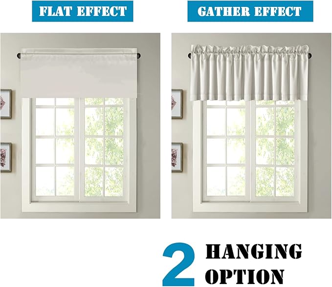 H.VERSAILTEX 4 Panels Blackout Valances for Small Windows Thermal Insulated Short Curtains Privacy Decorative Rod Pocket Shade for Kitchen/Living Room/Cafe/Bathroom/Laundry,52" W x 18" L,Pale Oak