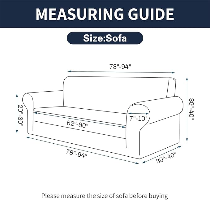 Cupuamon 2026 New Stretch Sofa Slipcovers Couch Cover for 3 Cushion Furniture Protector Sofa Covers with Elastic Bottom Jacquard Fabric Small Checks for Pets, Kids -Sofa, Charcoal