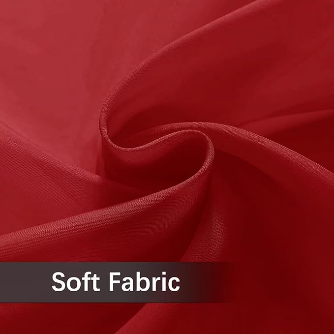 Youleyar Solid Sheer Rod Pocket Curtain Voile Draperies 4 Panels White Beige Black Grey Ivory 52 Inch Width 108 Inch Long 1 Pair for Kitchen Bedroom Children Living Room Yard(Christmas Red,52 Wｘ108 L)
