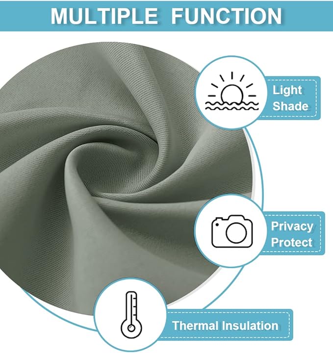 RYB HOME Kitchen Blackout Curtains Over Sink 36 inch Length, Rod Pocket Summer Light UV Blocking Energy Efficient, Cabinet Shelf Cupboard Coverings, Width 29 by Length 36, Greyish Green, 2 Panels