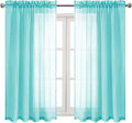 DWCN Aqua Sheer Curtains Semi Transparent Voile Rod Pocket Curtains for Bedroom and Living Room, 52 x 45 inches Long, Set of 2 Panels