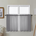 Gwine Charcoal Grey Sheer Curtains 30 Inch Length, Short Light Filtering Voile Small Cafe Kitchen Curtains with Rod Pocket, Short Curtain for Bathroom Window, 42x30 Inch, 2PCS