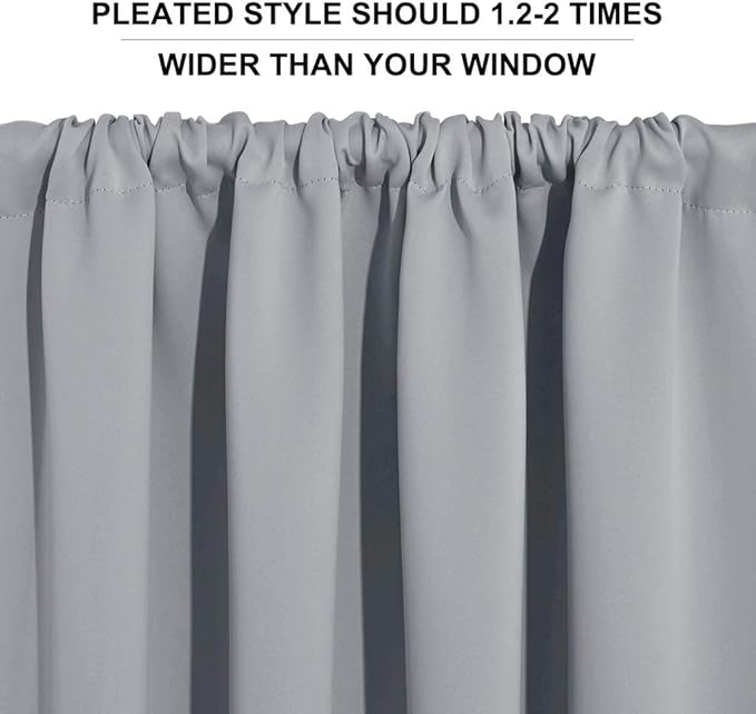 RYB HOME Blackout Curtains for Bedroom Living Room 63 inches Long, Thermal Insulated Privacy Rod Pocket Drapes for Nursery Office Home Theater, Width 42 by Length 63, Silver Grey, 2 Panels