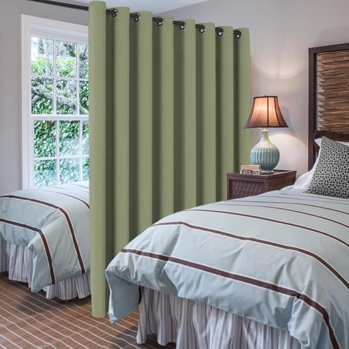 H.VERSAILTEX Blackout Patio Curtains 100 x 96 Inches for Sliding Door Extral Wide Blackout Curtain Panels Thermal Insulated Room Divider - Grommet Top, 8' Tall by 8.5' Wide - Sage