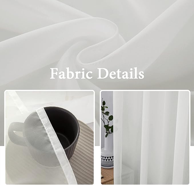 MIULEE Ivory Window Sheer Curtains for Bedroom Living Room Solid Elegant Net Drapes 2 Panels Width 38 x Length 63 Inches