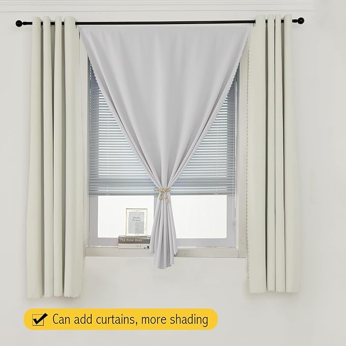 Blackout Curtains for Bedroom Sticky Curtain Blackout Window Cover Self Adhesive Curtains Rod No Drillng, 35" W X 79" L, Light Grey, 1 Panel