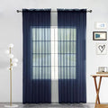 SpaceDresser Sheer Voile Window Treatment Rod Pocket Curtain Panels for Kitchen Bedroom Living Room Drapes Sunlight Filtering Privacy Semi Home Decor Assorted Colors Sizes (Navy, 52 W x 72 L)