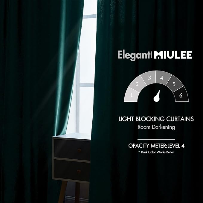 MIULEE Velvet Curtains 84 inches 2 Panels - Luxury Blackout Curtains for Bedroom Living Room Thermal Insulated Home Christmas Decor Super Soft Window Drapes Rod Pocket & Back Tab, Emerald Green