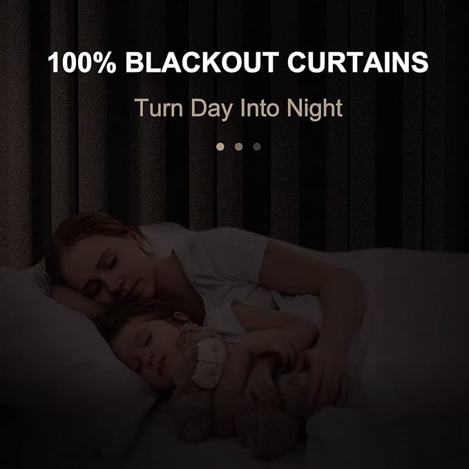 100% Blackout Shield Linen Blackout Curtains for Bedroom 96 Inches Long, Back Tab/Rod Pocket Living Room Drapes, Thermal Insulated Blackout Curtains 1 Panel Set, 100" W x 96" L, Cream