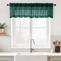 Green Valances for Windows 14 inch Length 2 Panels, Small Voile Sheer Curtains for Bathroom, Soft Fabric Light Filtering Kitchen Curtains, Dual Rod Pocket, Hunter Green, 2x42Wx14L Inches