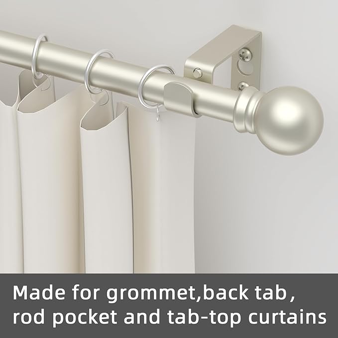 GXOACKJ Curtain Rods for windows 66-120 inch, 5/8 inch Decorative Nickel Splicing Heavy Duty Metal Curtain Rod set with Brackets