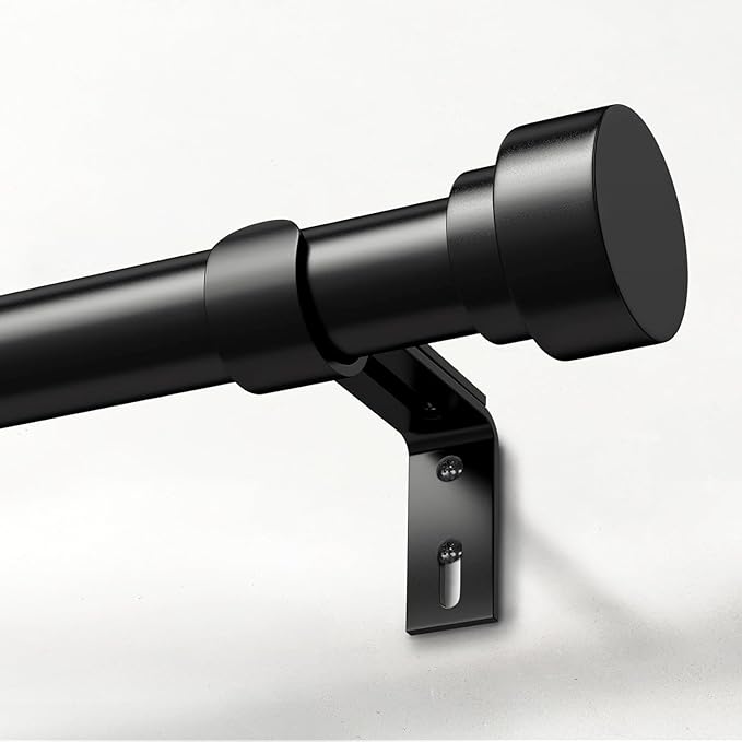 IFELS Heavy Duty Curtain Rods for Windows 28 to 48 Inch, 1 Inch Adjustable Black Curtain Rod with Easy Installation and Modern Design (A1,Black,30-60")