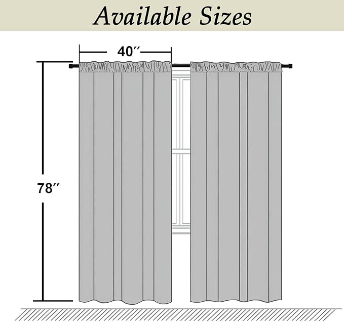 Simplebrand Ava Stone Blue Blackout Curtains for Bedroom, 78 Inch Length, 2 Panels Set, Privacy Thermal Insulated Rod Pocket Window Curtains for Patio, French Door, W40 x L78 Inch