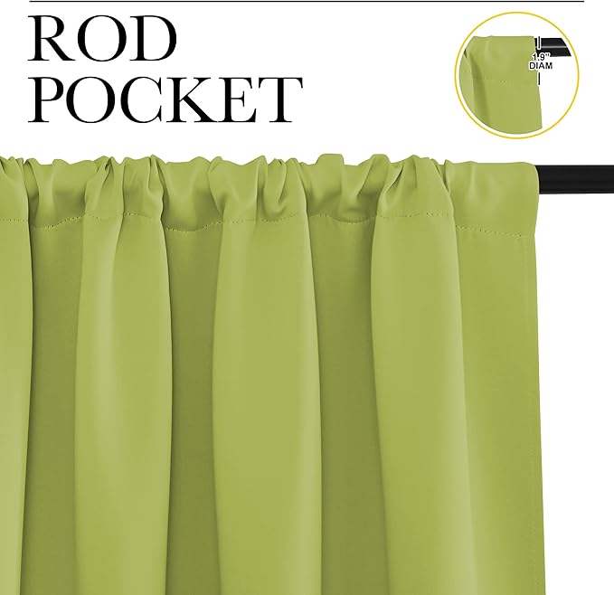 NICETOWN Blackout Curtains for Bedroom, Blackout Curtain Panels, Fresh Green, 1 Pair, 70 by 63-inch, Window Treatment Energy Saving Thermal Insulated Solid Rod Pocket Blackout Drapes/Draperies
