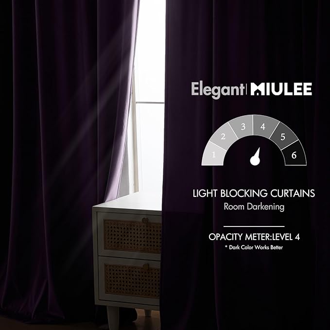MIULEE Purple Velvet Curtains 84 inches - Luxury Blackout Curtains for Bedroom Living Room Thermal Insulated Super Soft Window Drapes Rod Pocket & Back Tab, W52 x L84 inches, 2 Panels
