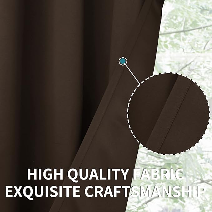 BGment Blackout Curtains - Grommet Thermal Insulated Room Darkening Bedroom and Living Room Curtains, Set of 2 Panels (52 x 108 Inch, Brown)