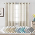 H.VERSAILTEX Linen Curtains Flax Linen Blended Curtain Panels for Living Room/Bedroom Semi Sheer Privacy Curtains 63 inch Length 2 Panels Set Nickel Grommet Window Drapes, Natural