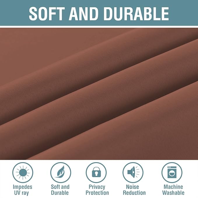 H.VERSAILTEX Blackout Curtain for Bedroom Small Window Kitchen Blackout Curtains 45 inch Length Energy Saving Solid Grommet Blackout Drape, One Panel, Washed Spice, 52" W x 45" L