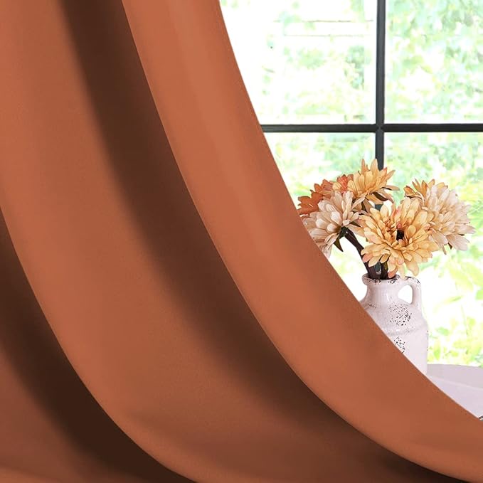 NICETOWN Blackout Draperies Curtains for Girls Room, Burnt Orange, 1 Pair, 42 x 80 inches, Nursery Essential Thermal Insulated Grommet Top Blackout Panels