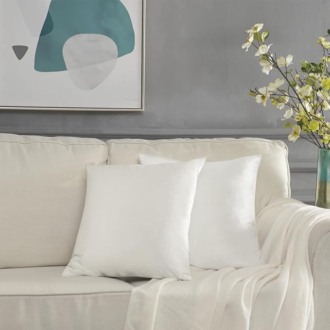 GIGIZAZA Decorative Couch Throw Pillow Covers,Set of 2 Rice Ivory White Square Pillow Cushion Covers 22x22,Pillow Cases Velvet Pillow Covers