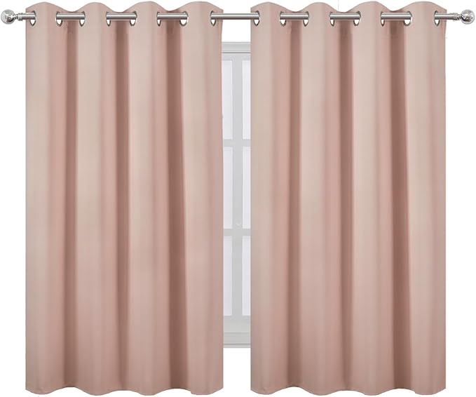 LEMOMO Blush Thermal Blackout Curtains/52 x 54 Inch/Set of 2 Panels Room Darkening Curtains for Bedroom
