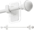 ENJOYBASICS No Drill Curtain Rods for Window 28 to 47 Inches, 5/8 Inch Diameter Renter Friendly Drapery Rod with Adhesive Brackets without Drilling, Adjustable from 27 to 52 Inches, White